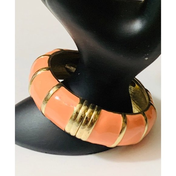 Boho Peach Enameled Bangle Bracelet - Picture 2 of 6